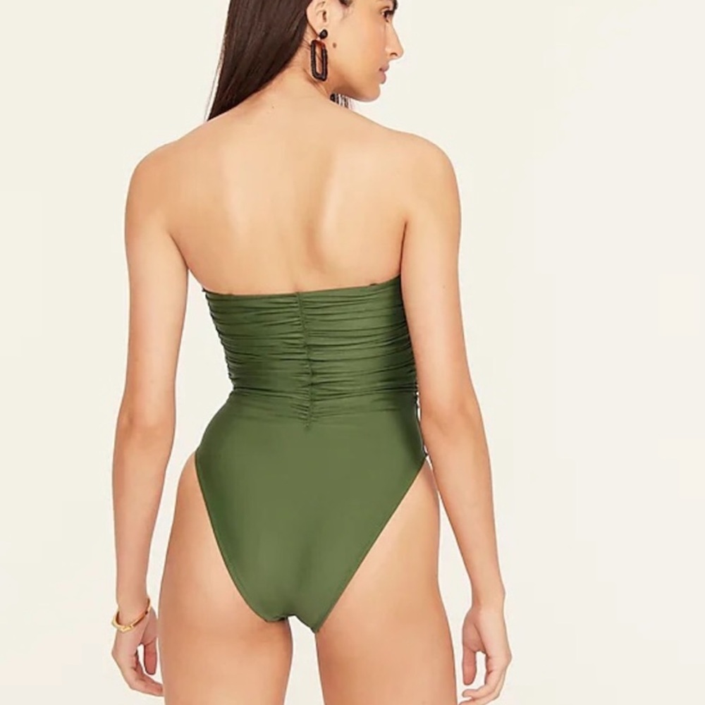 NWOT  J. Crew Ruched One Piece Swimsuit with Removable Straps Olive Gree… - Picture 6 of 12